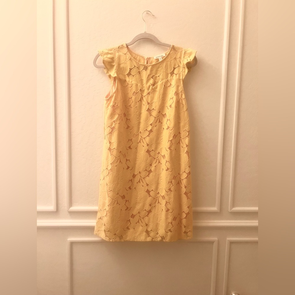 Monteau Yellow Lace Mini Dress